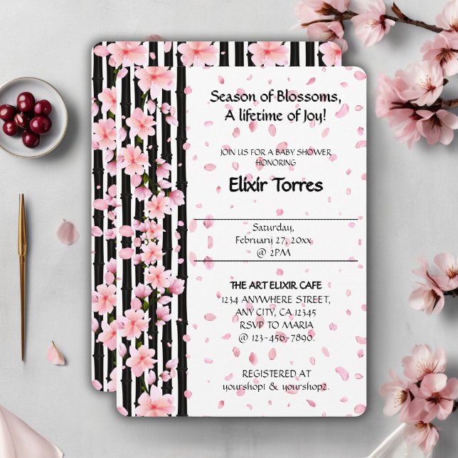 Invitation Baby shower de fleurs de cerisiers Sakura Spring (Créateur téléchargé)