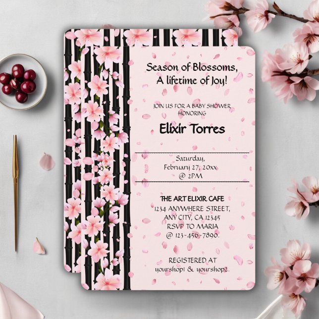 Invitation Baby shower de fleurs de cerisiers Sakura Spring (Créateur téléchargé)