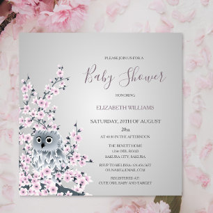 Invitation Baby shower De Fleurs De Chouette Et De Cerise