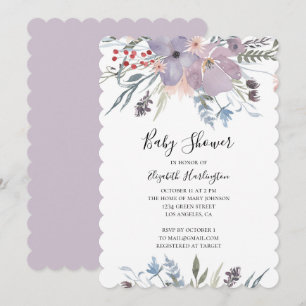 Invitation Baby shower de fleurs de lavande. Floral mauve d'é