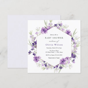 Invitation Baby shower de fleurs de lavande violet