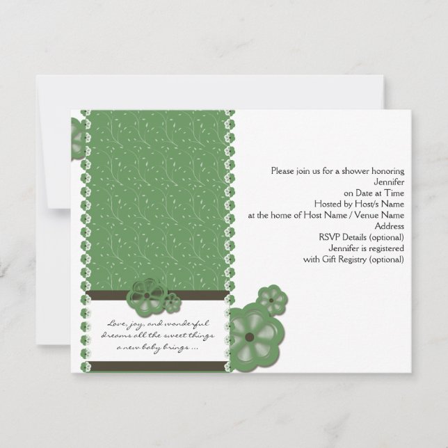 Invitation Baby shower de fleurs de pomme verte (Devant)