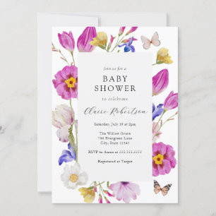 Invitation Baby shower de fleurs de tulipe rose