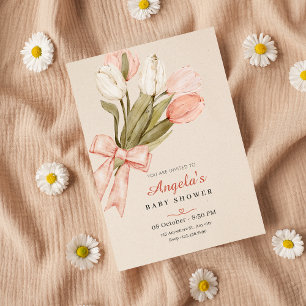 Invitation Baby shower de fleurs de tulipes pastel
