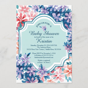 Invitation Baby shower de fleurs d'hydrangée rose et violet