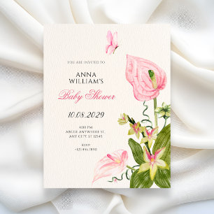 Invitation Baby shower de fleurs esthétiques en fleurs