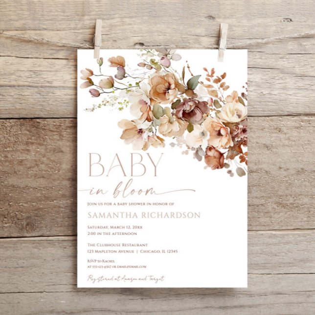 Invitation Baby shower de fleurs florales de Boho automne (Créateur téléchargé)