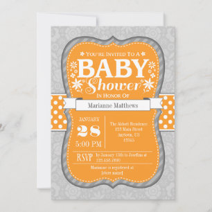 Invitation Baby shower de fleurs florales de gris 