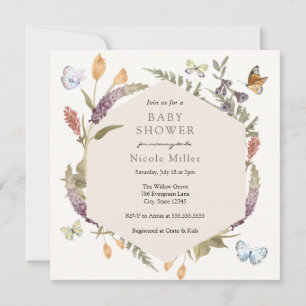 Invitation Baby shower de fleurs papillon