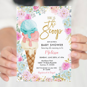Invitation Baby shower de fleurs pastel à la crème glacée