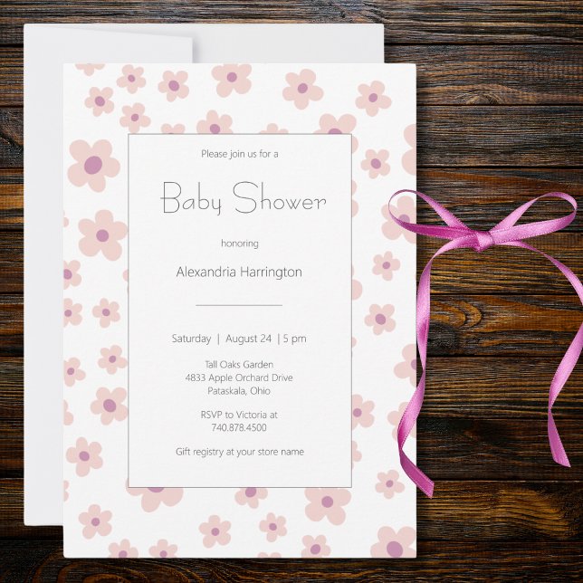 Invitation Baby shower de fleurs rétro doux (Créateur téléchargé)