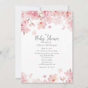 Invitation Baby shower de fleurs rose cerisier