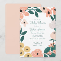 Baby shower de fleurs rose jaune peint