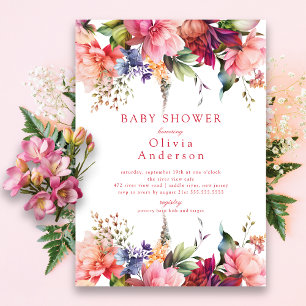 Invitation Baby shower de fleurs roses
