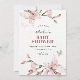 Invitation Baby shower de fleurs roses esthétiques en fleurs