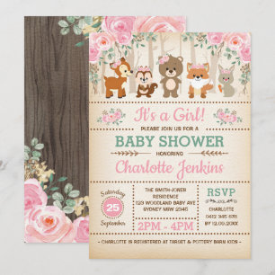 Invitation Baby shower de fleurs rousses de forêt rustique