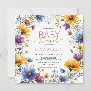 Invitation Baby shower de fleurs sauvages