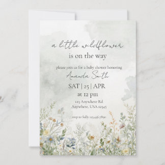 Invitation Baby shower de fleurs sauvages