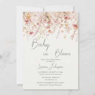 Invitation Baby shower de Fleurs sauvages de pavots à crème r