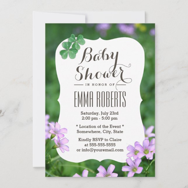 Invitation Baby shower de fleurs Shamrocks classiques (Devant)