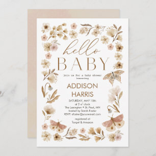 Invitation Baby shower de fleurs vintages
