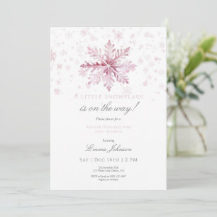 Invitation Baby shower de flocon rose