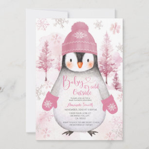 Invitation Baby shower de flocons de neige casquette rose pin