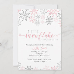 Invitation Baby shower de flocons de neige, Petite fille, hiv