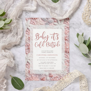 Invitation Baby shower de flocons de neige rose hiver