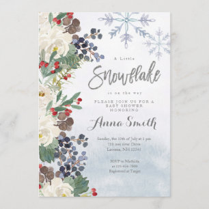 Invitation Baby shower de flocons d'hiver en argent