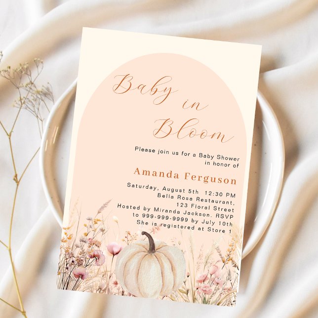 Invitation Baby shower de floraison citrouille fleur sauvage (Créateur téléchargé)