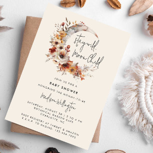 Invitation Baby shower de florales de Boho neutres pour enfan