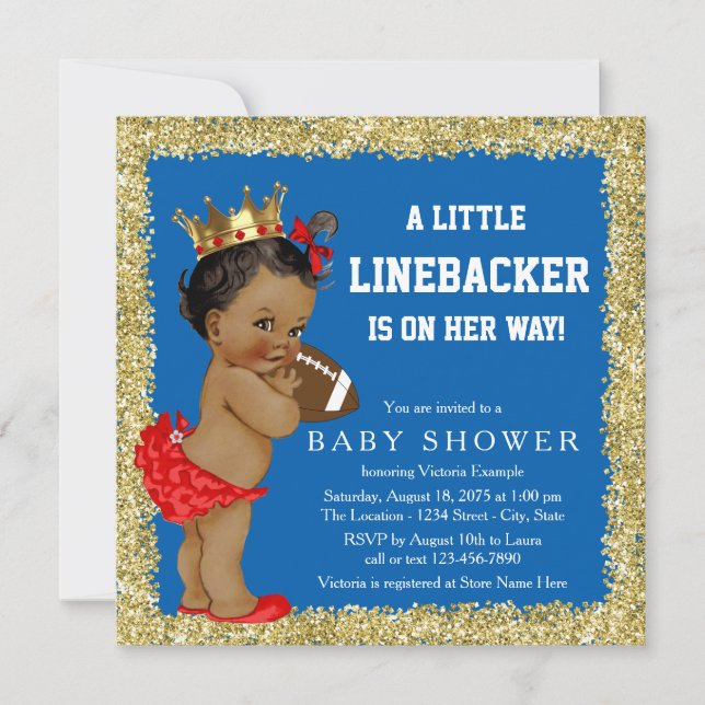 Invitation Baby Shower de Foot pour Filles (Devant)