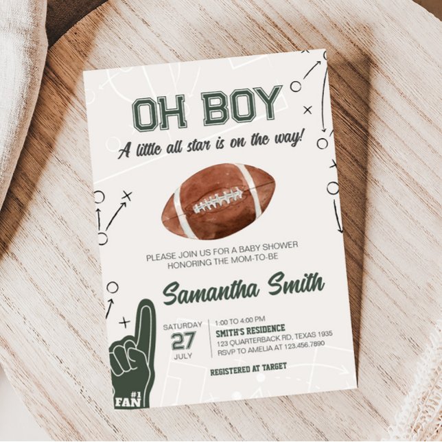 Invitation Baby shower de football (A Little All Star Baby Shower Invitation)