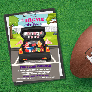 Invitation Baby Shower de football à la portière pour couples