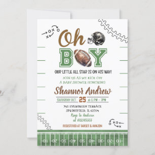 Invitation Baby shower de football américain numérique Rookie