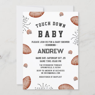 Invitation Baby shower de football américain Touchdown person