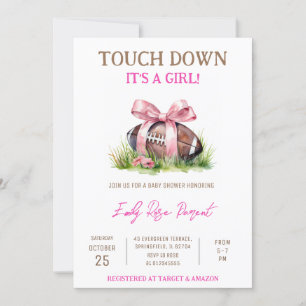 Invitation Baby shower de football féminin de petite fille pe