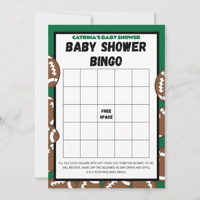 Invitation Baby shower de football, Football - Nom modifiable (Devant)