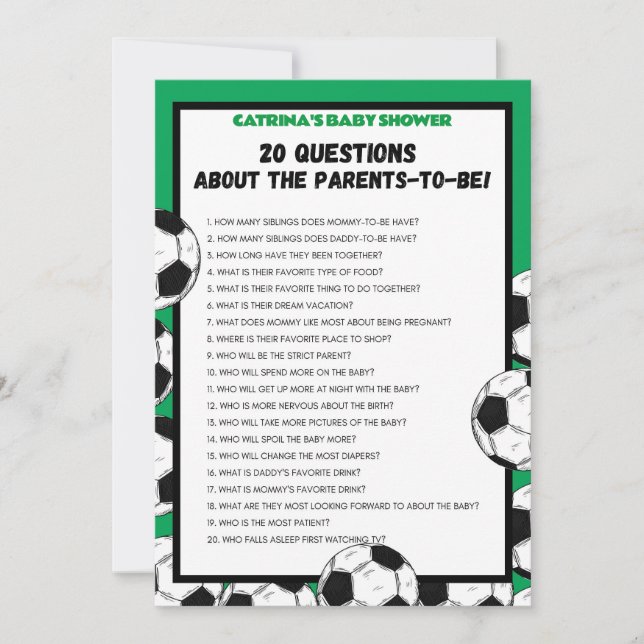 Invitation Baby shower de football, Football - Nom modifiable (Devant)