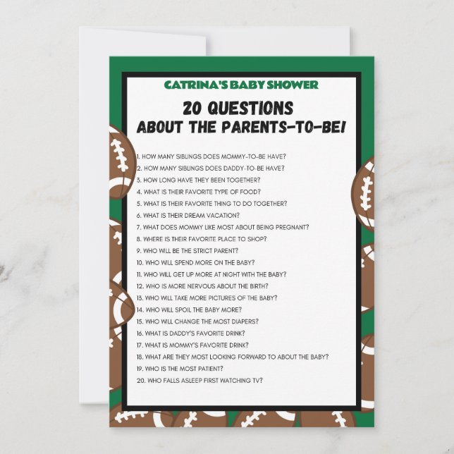 Invitation Baby shower de football, Football - Nom modifiable (Devant)