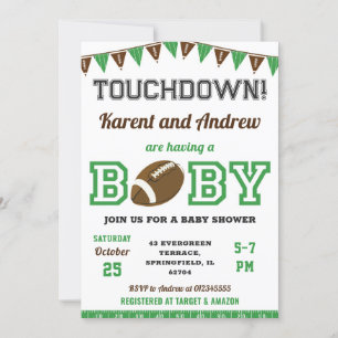 Invitation Baby shower de football personnel Touchdown Sports