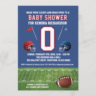 Invitation Baby shower de football rouge et bleu