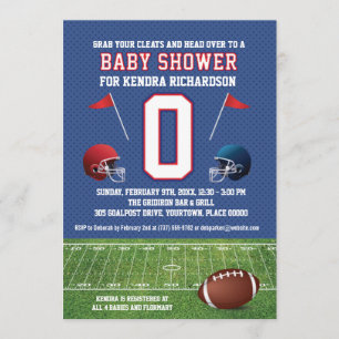 Invitation Baby shower de football rouge et bleu