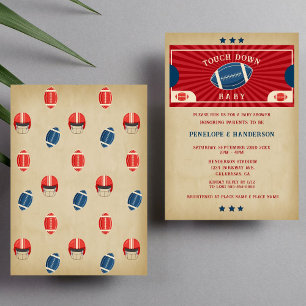 Invitation Baby shower de football vintage