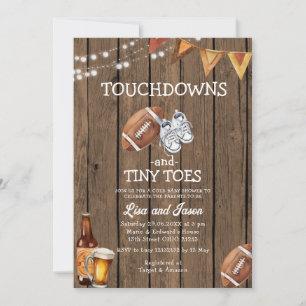Invitation Baby shower de football Wood Touchdown Minuscule o