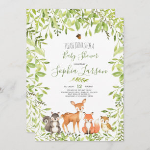 Invitation Baby shower de forêt Animaux de forêt