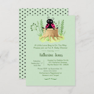 Invitation Baby shower de forêt de coccinte rose