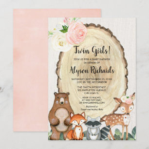 Invitation baby shower de forêt pour les jeunes filles jumell