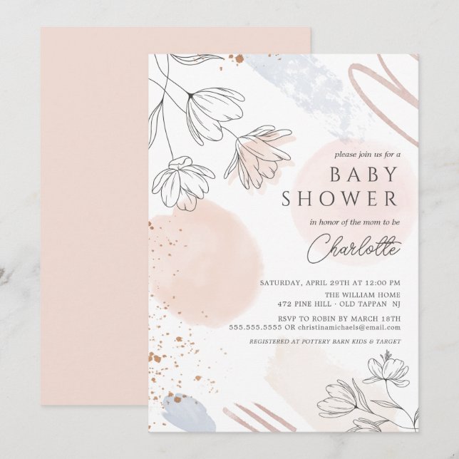 Invitation Baby shower de formes Abstraites (Devant / Derrière)